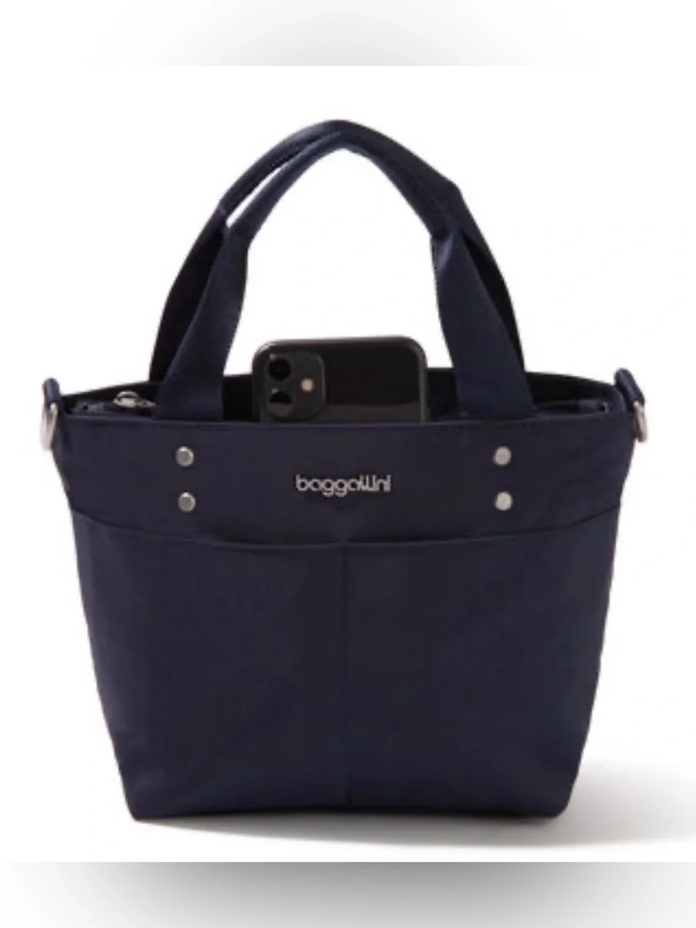Baggallini Navy Compact Tote with Top Handles - Picture 1 of 6